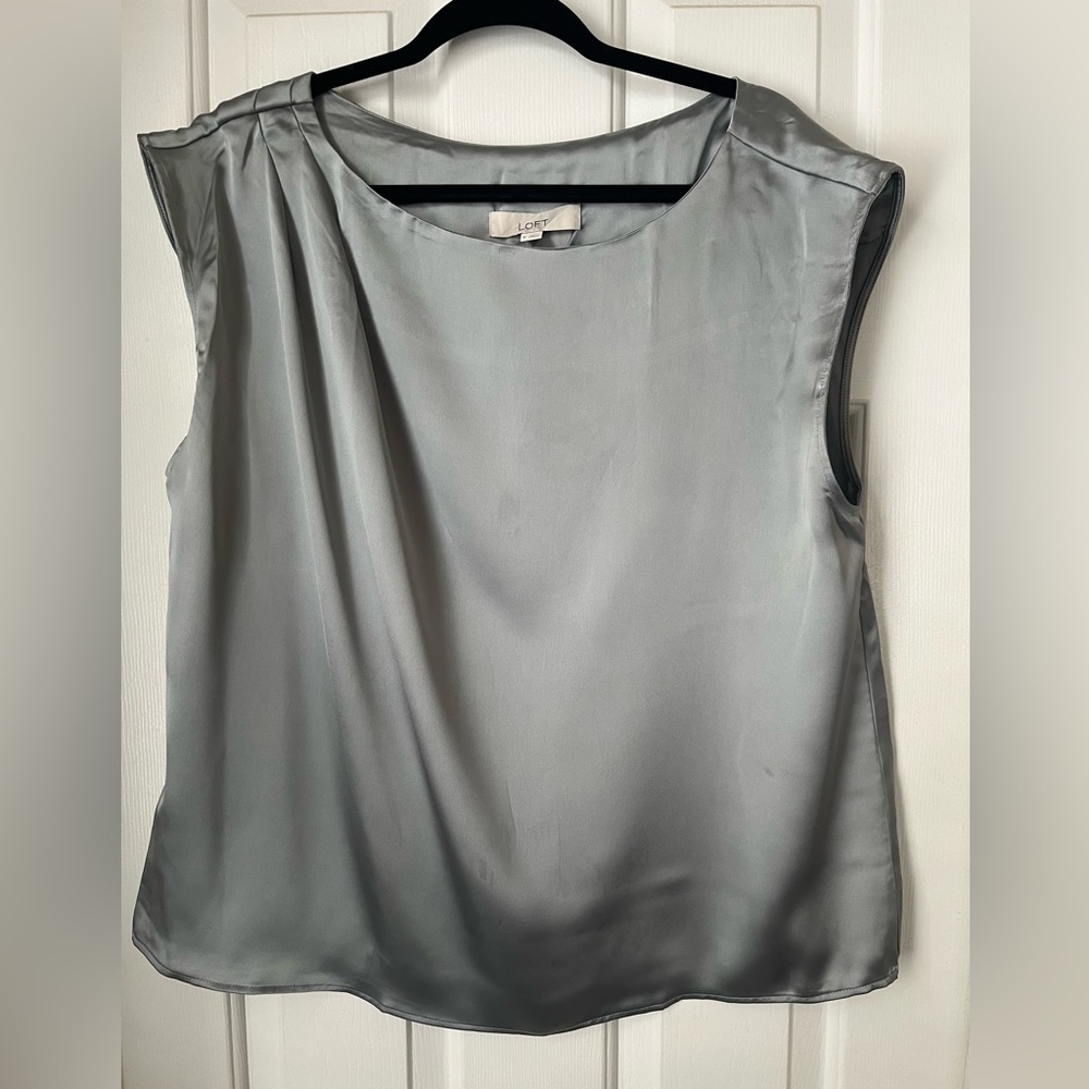 LOFT Silver Satin Blouse